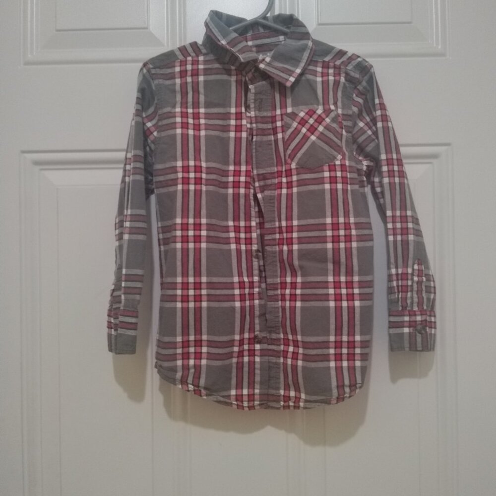 Toddler boy 5T Grey and Red Dress Shirt